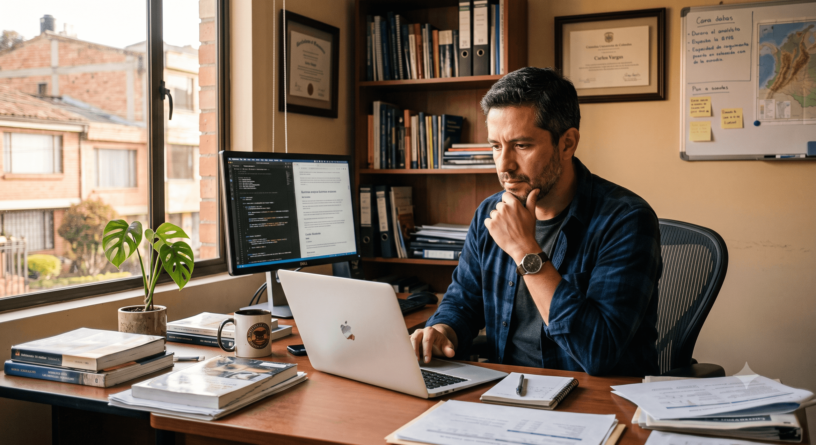 Empresario trabajando con IA en su negocio
